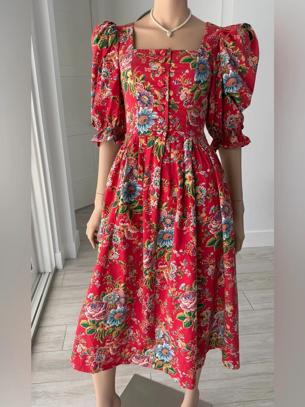 Rare Vintage Sportalm Kitzbühel Red Floral Dress | Austrian Made Size 36 / XS-S - Picture 1 of 17